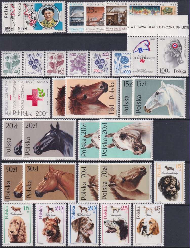 POLAND - 1988 to 1989 selection of MNH stamps, includes many thematic sets (2 scans)